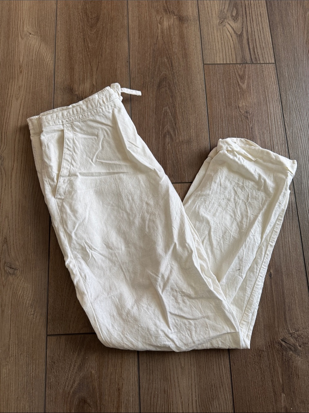 *Women’s Drawstring Linen Pants - White